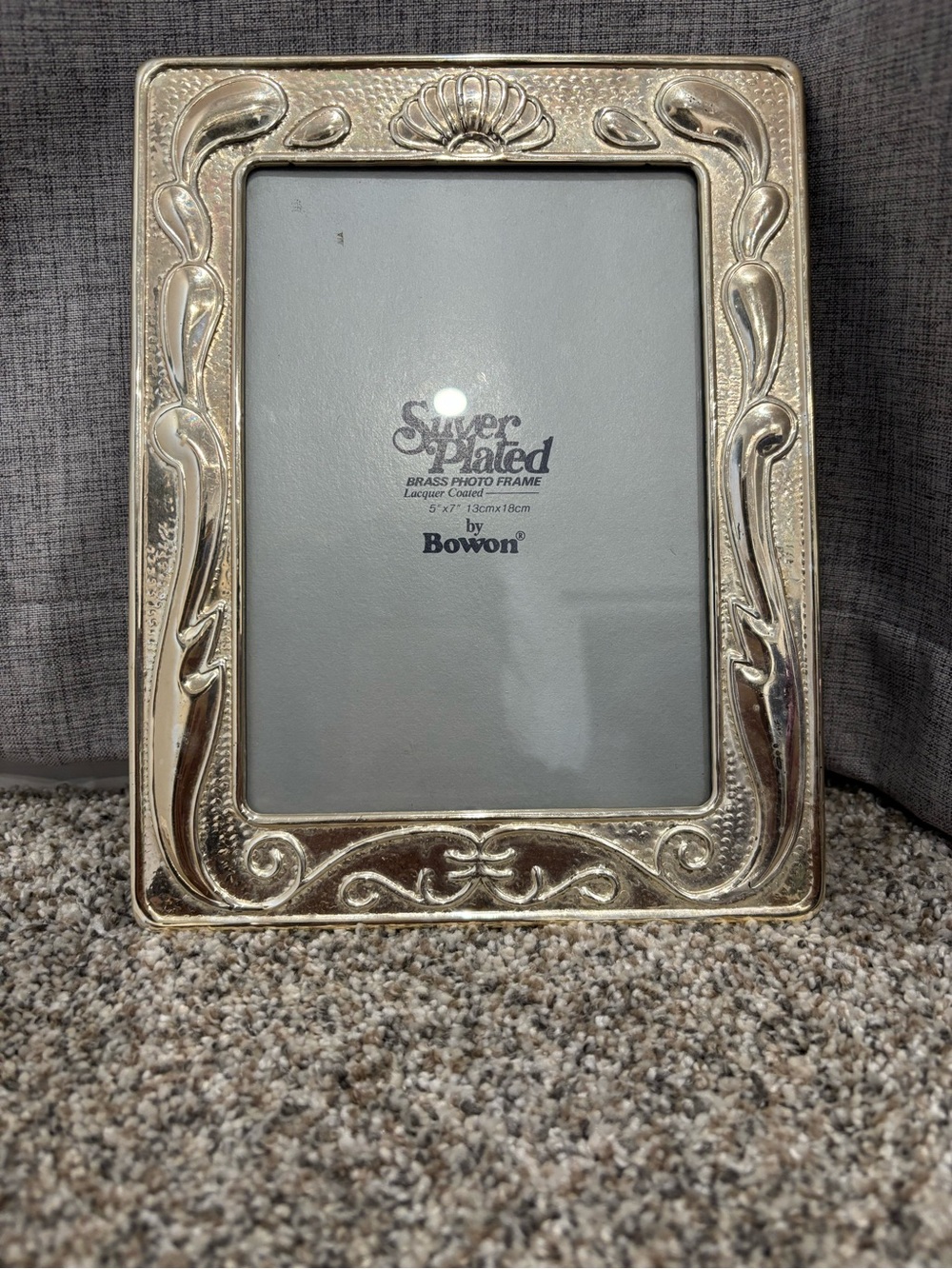 Vintage Silver Plated Brass 5x7 Tabletop Display Photo Frame Art Nouveau